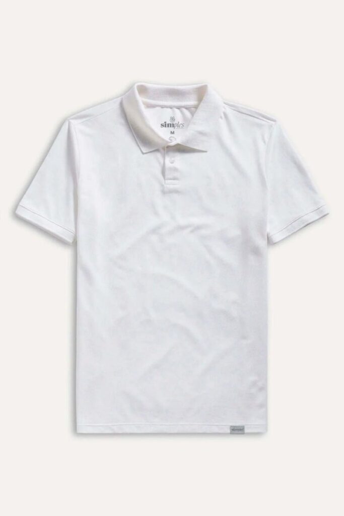 Camisa Polo Simples Basica Masculina Inverno 23 Off White