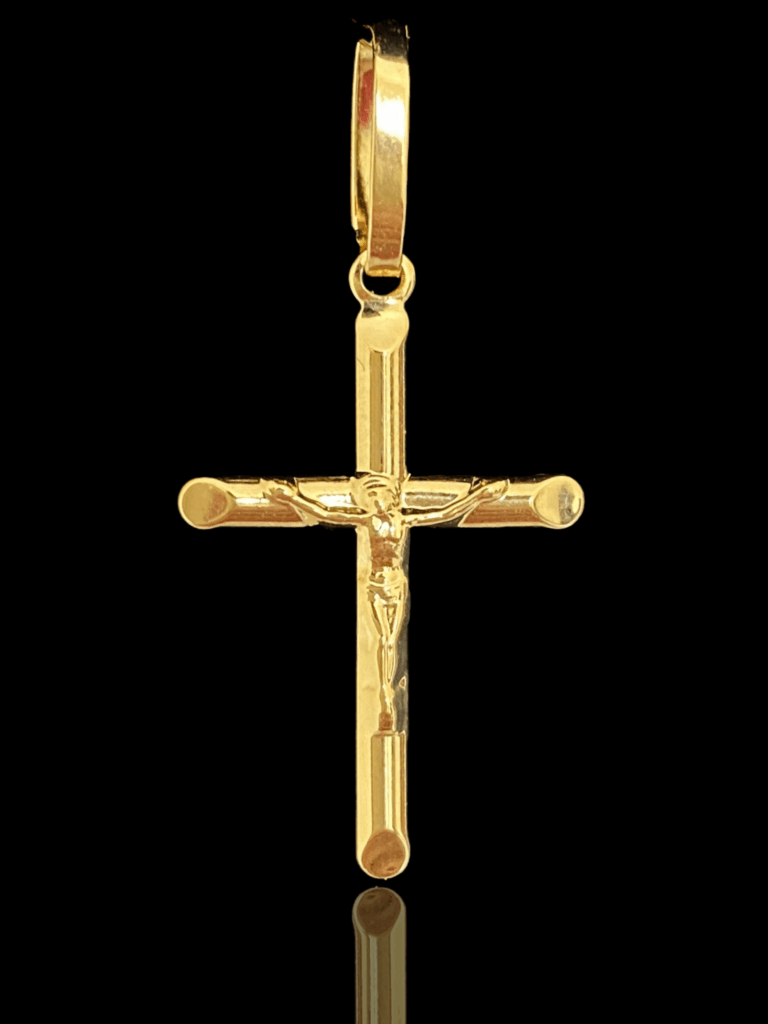 PINGENTE BANHADO A OURO 18K — CRUCIFIXO — 0,6G 1,5X2CM