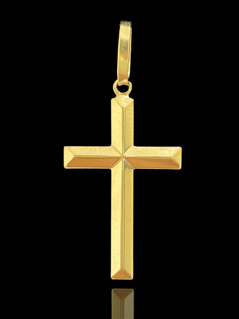 PINGENTE BANHADO A OURO 18K — CRUZ 3D — 1,1G/2,5X1,5CM