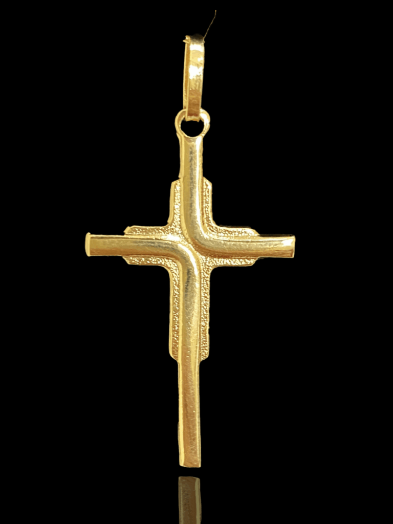 PINGENTE BANHADO A OURO 18K — CRUZ DUPLA — 1,5G/3,5X2CM