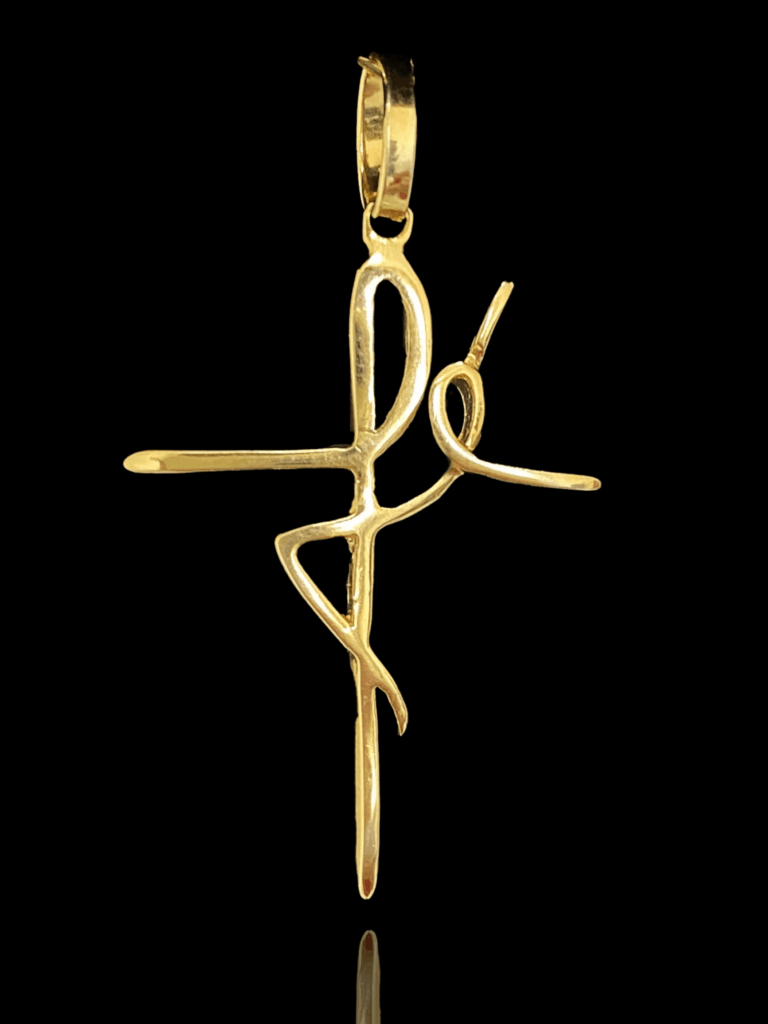 PINGENTE BANHADO A OURO 18K — CRUZ FÉ  2,4G/4X3CM