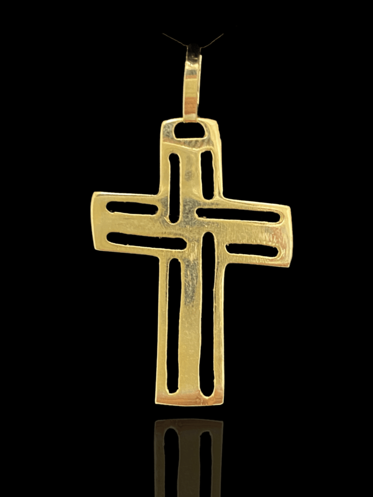 PINGENTE BANHADO A OURO 18K — CRUZ PERFURADA — 1,5G/3X2CM
