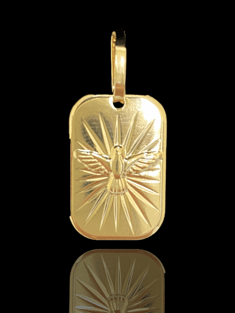 PINGENTE BANHADO A OURO 18K — POMBA DA PAZ — 2,2G/1,3X2CM