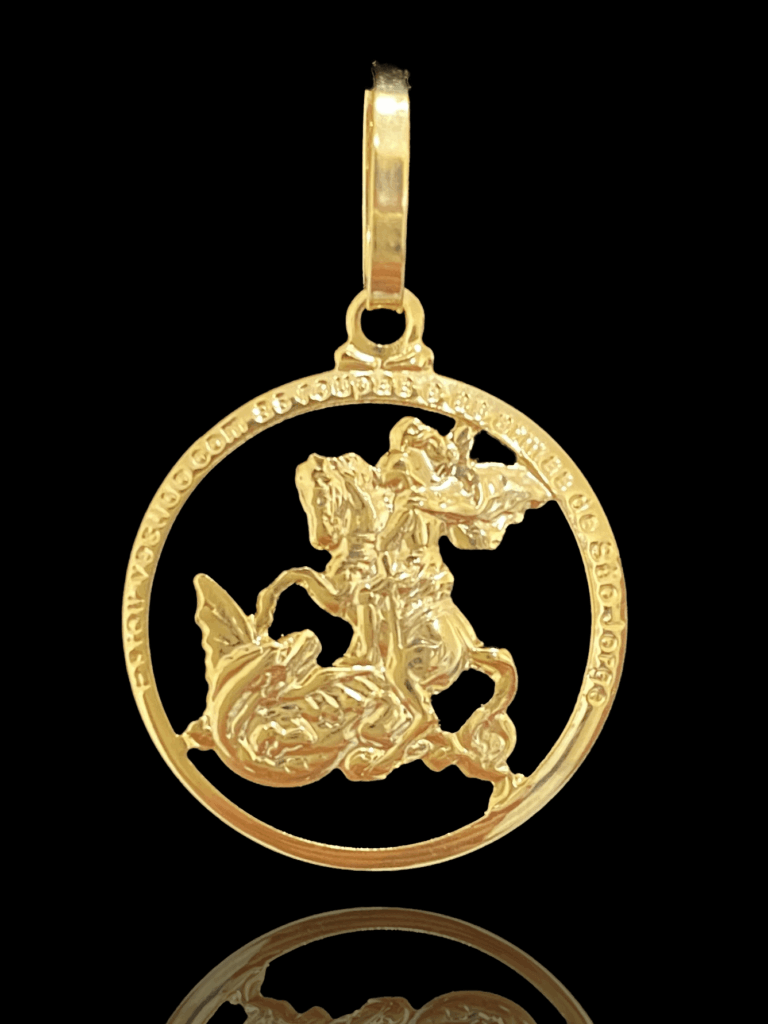 PINGENTE BANHADO A OURO 18K — SÃO JORGE — 1,3G/2X2CM